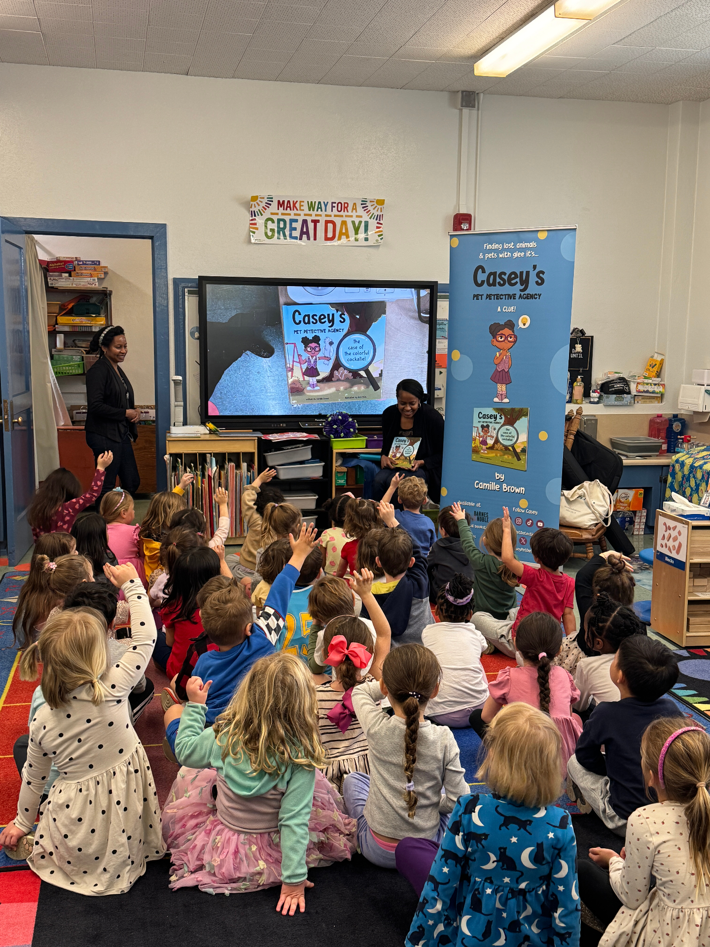 Author reading to kids